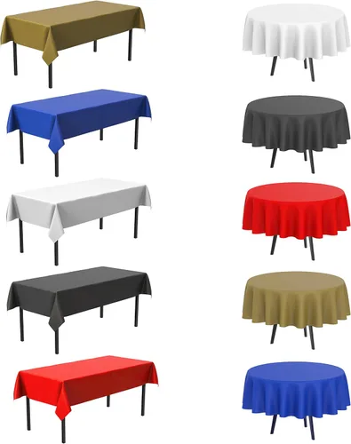 Vista 5 de Bluetable Mantel de plástico desechable rectangular negro (paquete de 12) a granel, mantel ultra resistente (54 x 108 pulgadas), mesas de 6 pies u 8