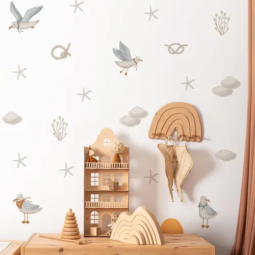 Vista 12 de Calcomanías de pared Under The Sea para despegar y pegar, calcomanías de pared de vinilo con peces oceánicos para dormitorio de niños, sala de Pez