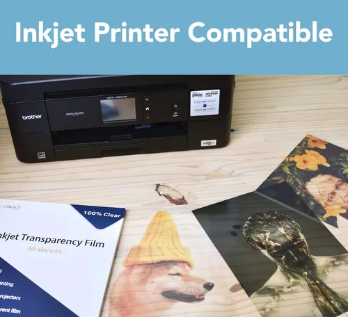 Vista 2 de OCTAGO Película transparente para inyección de tinta – Papel transparente para impresión de retroproyector y serigrafía, hojas gruesas