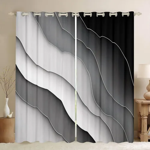 Vista 11 de Feelyou Cortinas abstractas degradadas para niños, adolescentes, azul, rojo y negro, cortinas de ventana para dormitorio, sala de estar, decoración