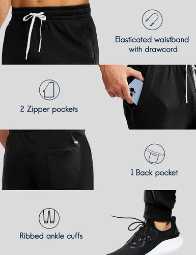 Vista 2 de MIER Men's Cotton Joggers Athletic Sweatpants for Gym Workout Active Lounge Jersey Track Pants with Pockets, Elastic Waist