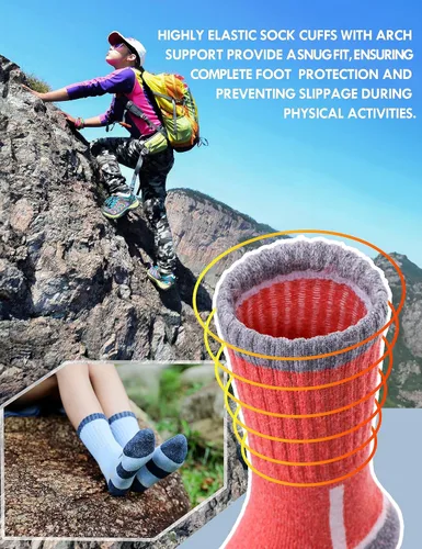 Vista 2 de NOCIN COLOR Calcetines de senderismo de lana merina para niños y niñas pequeños, térmicos, cálidos, para invierno, calcetines de regalo, 6 pares