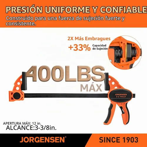 Vista 4 de JORGENSEN E-Z Hold - Paquete de 2 abrazaderas de barra de carpintería