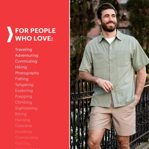 Vista 3 de SCOTTeVEST Covert Cargo - Pantalón corto de viaje para hombre, 10 bolsillos ocultos, repelente al agua para viajes y más