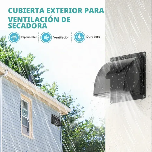 Vista 2 de HG Power Cubierta de ventilación de secadora de 4 pulgadas exterior con Negro