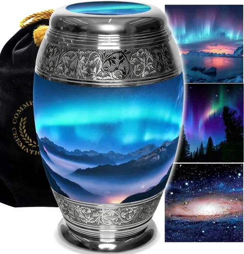 Vista 34 de Commemorative Cremation Urns Urnas de cremación personalizadas decorativas hechas a mano para mujeres (aurora boreal extragrandes)