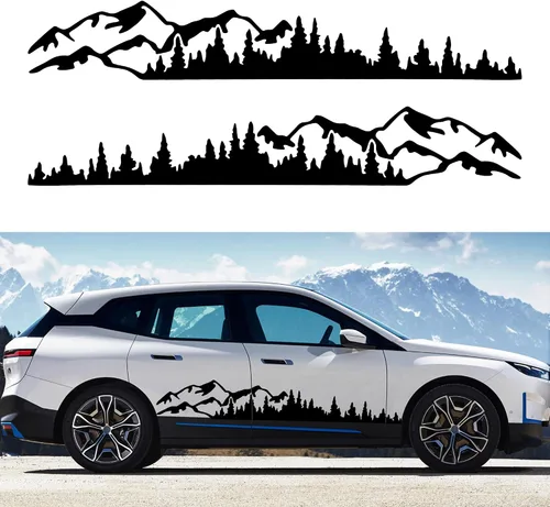 Vista 10 de TOMALL 1 par de calcomanías de 149 cm de árboles y bosque de montaña, vinilo para puerta lateral del auto, calcomanías gráficas de bosque