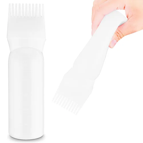 Vista 6 de Botella aplicadora de peine de raíz, botella aplicadora de aceite para el cabello de 6 onzas para teñir el cabello, cepillo aplicador de botella