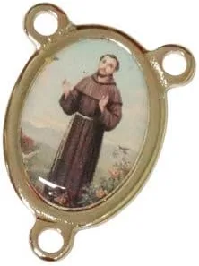 Vista 3 de Gifts by Lulee, LLC Saint Francis of Assisi San Francisco de Asis Aquamarine Cristal Faceted Rondelle 8mm Beads Rosary with Silver Plated Crucifix