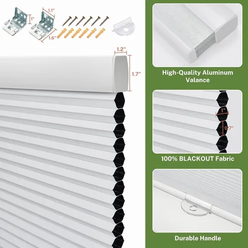 Vista 4 de MiLin Persianas celulares 100% opacas sin cordón, persianas para ventanas, aislamiento de calor, protección UV, diseño de panal de abeja, persianas