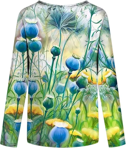 Vista 5 de Camisas de manga larga para mujer, blusa de primavera, ajustada, ajustada, con gráficos, divertidas, camisetas de moda de otoño