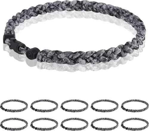 Vista 13 de Paquete de 12 Collares de Béisbol de 18 Pulgadas, Regalo de Equipo para Fanáticos de Béisbol, Diseño de Cuerda Tornado de Titanio Triple Trenzado