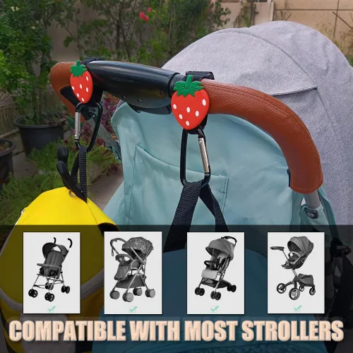Vista 3 de Ganchos para cochecito de bebé para colgar bolsas y compras, prácticos accesorios para cochecito de bebé, ganchos para bolsas de mamá