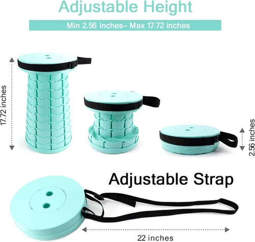 Vista 2 de LB Taburete plegable retráctil portátil, ligero telescópico plegable para adultos para pesca al aire libre, senderismo, jardinería, viajes