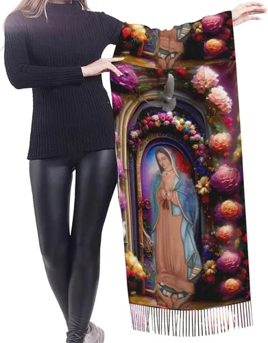 Vista 2 de Our Lady Of Guadalupe Virgin Mary Soft Cashmere - Bufandas ligeras para mujer, chales grandes y envolturas de regalo de Navidad, aA -11