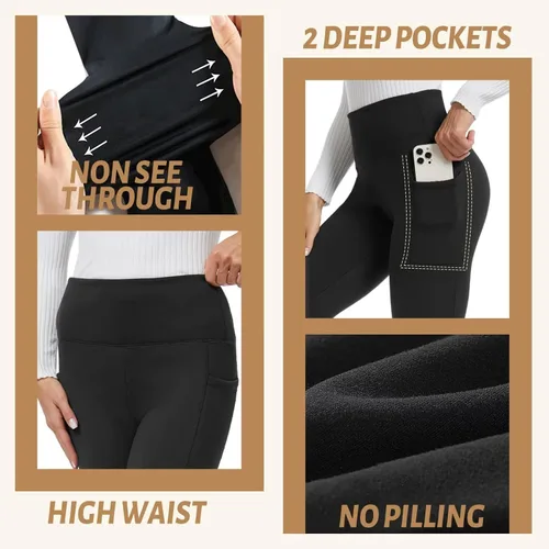 Vista 5 de Sundwudu Paquete de 5 leggings para mujer, control de abdomen, pantalones de yoga negros suaves de cintura alta para entrenamiento, tallas regulares