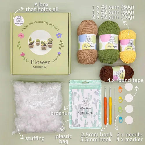 Vista 3 de Lily's Lyric Kit de ganchillo y manualidades Cactus Love Tutorial en video paso a paso para adultos adolescentes Idea de regalo