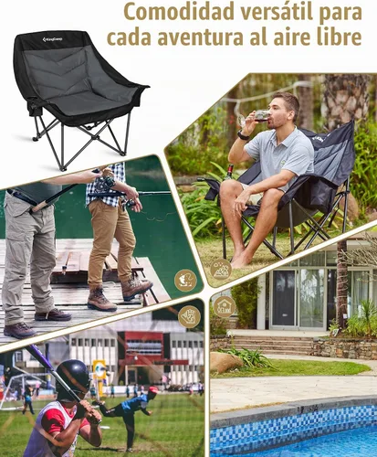 Vista 9 de KingCamp Silla de camping extragrande XL, sofá plegable resistente de 500