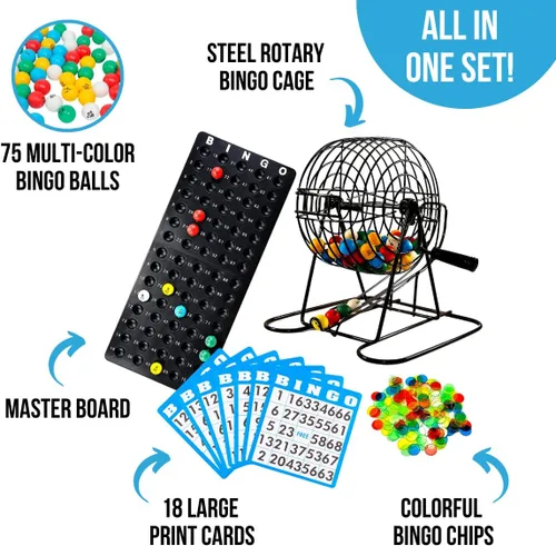 Vista 3 de Juego de bingo Deluxe de Regal Games con bombo, tabla, bolas, 18 tarjetas y fichas