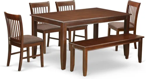 Vista 8 de East West Furniture DUNO5-BLK-W - Juego de mesa de comedor de 5 piezas, incluye una mesa rectangular de madera y 4 sillas de comedor de cocina, 36 x