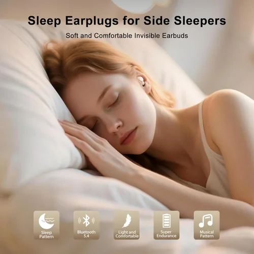 Vista 2 de Q69 - Auriculares invisibles para dormir de lado Beige