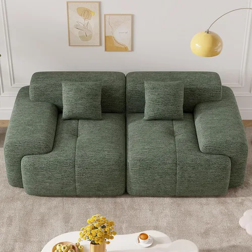 Vista 14 de Sofá biplaza Cloud de 85 pulgadas en una caja, moderno sofá pequeño no requiere montaje, cómodos sillones de asiento profundo sin estructura