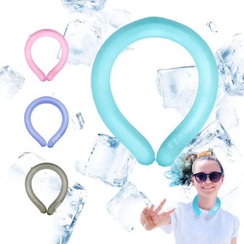 Vista 3 de KN FLAX Tubo de enfriamiento de cuello portátil, enfriador de cuello para verano, anillo de hielo reutilizable, gel enfriador de hielo manos libres