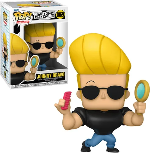 Vista 3 de Funko Animación POP: Johnny Bravo - Johnny con espejo y peine, multicolor, 5 pulgadas, (57789)