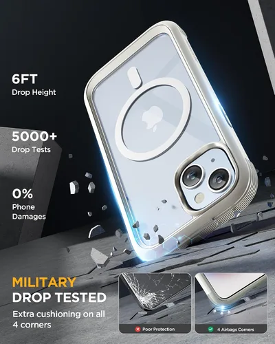 Vista 5 de Miracase Funda magnética para iPhone 15 Plus de 6.7 pulgadas [compatible con Magsafe] funda protectora de teléfono militar de cuerpo completo a