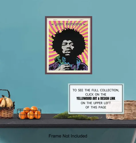 Vista 6 de Jimi Hendrix - Impresión de diccionario psicodélico para pared, foto original de 8 x 10 pulgadas, decoración del hogar, regalo para música