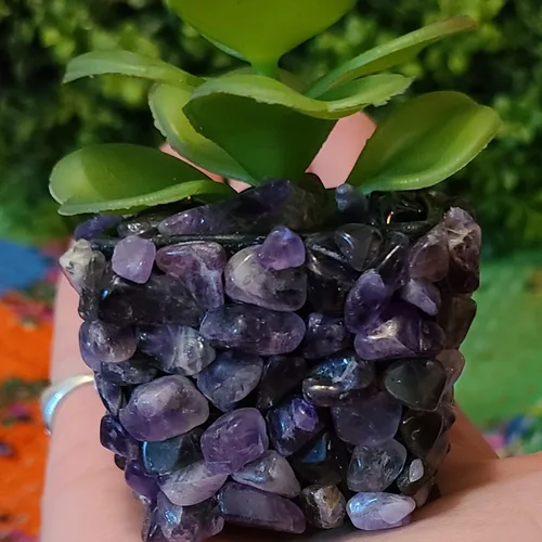 Vista 6 de Piedras de amatista de cristal triturado de cuarzo de forma irregular para el hogar, piedras decorativas para el hogar, jarrones, plantas