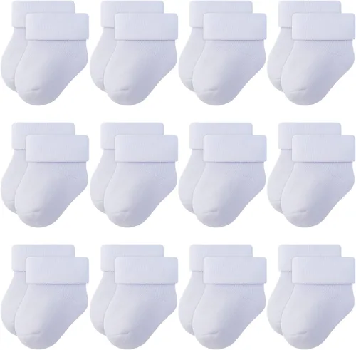 Vista 13 de RATIVE Baby Socks Soft Terry Turn Cuff For Newborns (0-6 Months)