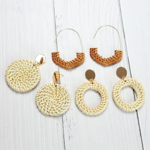 Vista 4 de Statement Earrings for Women Girls FIFATA 20 Pairs Mottled Resin Acrylic Drop Dangle Earrings Bohemian Rattan Hoop Fashion Costume Jewelry
