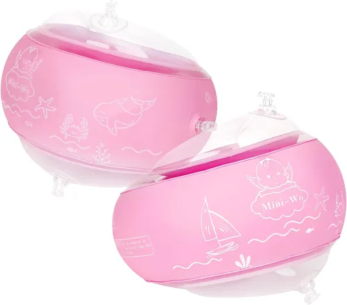Vista 10 de Flotadores inflables de brazo para niños, bandas de brazo de natación rosa y azul para piscina, flotadores de brazo para piscina, alas de agua