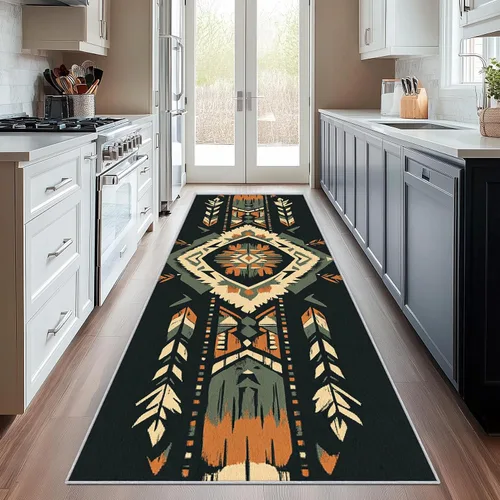 Vista 14 de Aztec Runner Rug 2x6 - Hallway Runner Rug Southwest Native American Rustic Boho Ethnic Retro Pattern, Non Slip, Washable, Aztec Home Decor Carpet