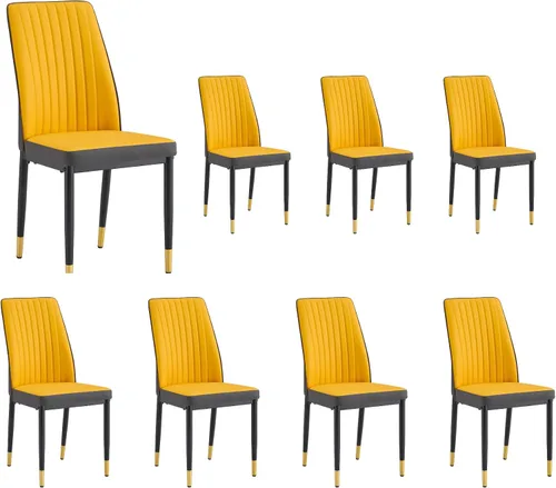 Vista 27 de Juego de 4 sillas de comedor modernas, de piel sintética, con patas de metal, para comedor, oficina, sala de espera (juego de 4, color blanco)