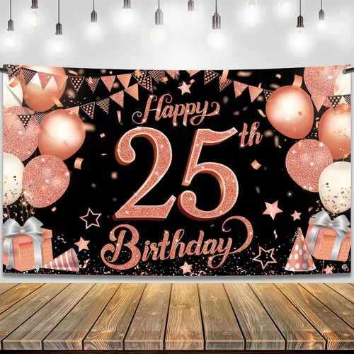 Vista 10 de KatchOn, XTRALARGE - Cartel de cumpleaños número 25 negro y dorado, de 72 x 44 pulgadas, reutilizable, resistente al agua, indecolorable