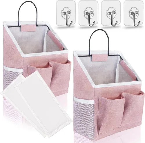 Vista 15 de Kanrichu 2 piezas de cestas pequeñas para colgar en la pared para organizar, bolsa de almacenamiento colgante en la pared como organizador sobre