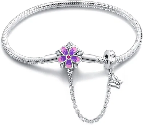 Vista 8 de Pulsera de dijes LIGHTDOG para dijes Pandora, pulsera de cadena de serpiente de plata de ley 925, compatible con cualquier dije, regalo para mujer