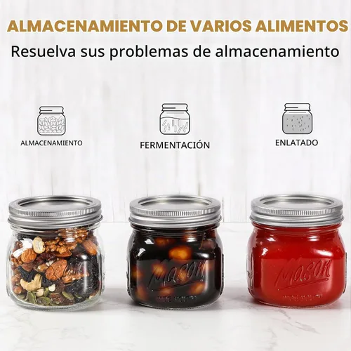 Vista 6 de Ieavier 12 tarros Mason de boca ancha de 16 onzas con tapas herméticas y 16oz-12