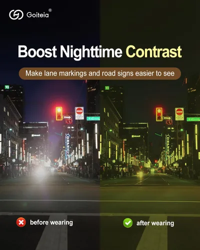 Vista 5 de Goiteia Lentes de conducción nocturna para hombres y mujeres, lentes polarizados de visión nocturna antirreflejos amarillos para conducir