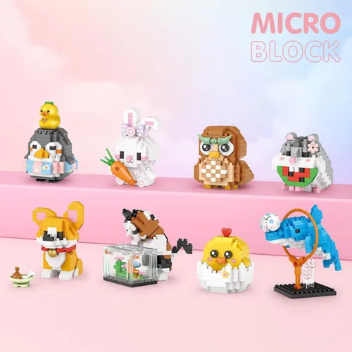 Vista 4 de Aetheria Mini bloques de pollito, juego de animales de construcción, 150 piezas, decoración creativa para el hogar, ladrillos de construcción