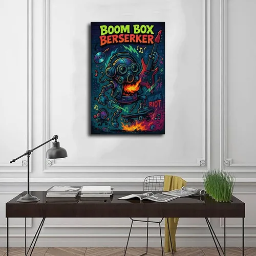 Vista 3 de KKAIO Boom Box, A Retro Sound Box by Crazy Audio Maniac, Is A Punk Street Pop Style Canvas Art Poster And Wall Art Picture Print Modern Family