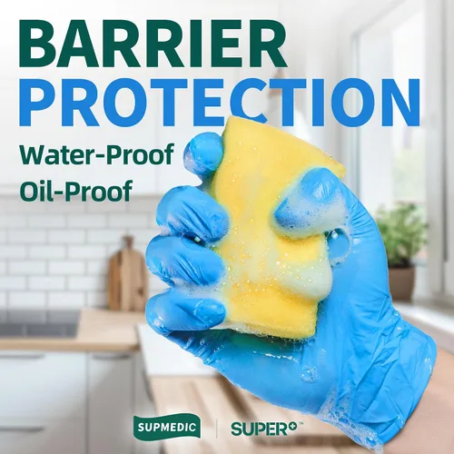 Vista 4 de Supmedic Vinyl Disposable Exam Gloves, 4Mil Powder-Free Latex-Free Food Grade Cooking Cleaning Medical Glove Blue 100&1000 Ct