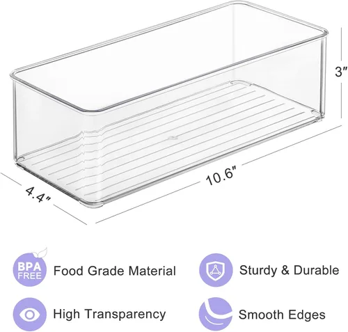 Vista 3 de Hudgan 4 Piezas Contenedores de Almacenamiento de Leche Materna para Refrigerador, Contenedores Organizadores Transparentes para Bolsas de Leche