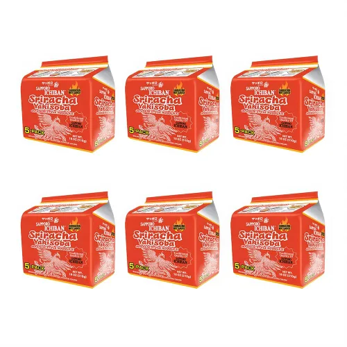 Vista 8 de [ICHIBAN DE SAPPORO] Sriracha Yakisoba, Chow Mein picante, Nº 1 sabor japonés de fideos instantáneos (3.6 onzas/3.60 oz) (5 paquetes)