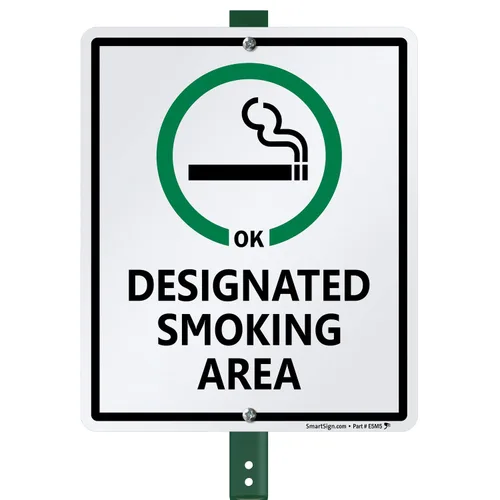 Vista 13 de SmartSign 10 x 14 pulgadas "Zona de Fumar Designada - Coloque los Cigarrillos Apagados en el Contenedor Proporcionado" Cartel de Metal, Aluminio