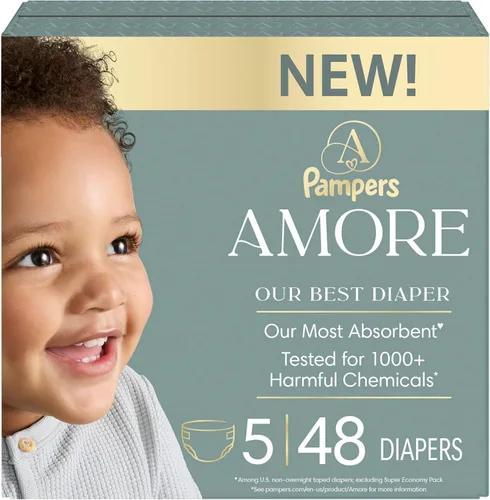 Vista 26 de Pampers Amore, tamaño 0 (hasta 10 libras), 76 unidades, nuestro mejor pañal, hipoalergénico y sin fragancia, hasta 100% a prueba de fugas, suave