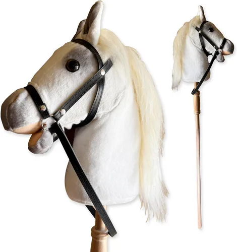Vista 11 de Nature Bound Caballo de palo Caballo en un palo con efectos de sonido – Poni de peluche hecho a mano para niños pequeños y niños Mango de madera