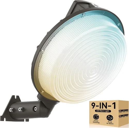 Vista 13 de HiBay Luz LED de granero del atardecer al amanecer con atenuación temporizada, 3CCT 80W 12000LM eqv 400-600W HPS/HID, iluminación de inundación
